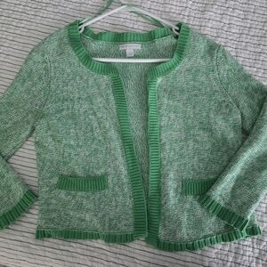 New York & Company Green Cardigan Sweater Boucle Knit